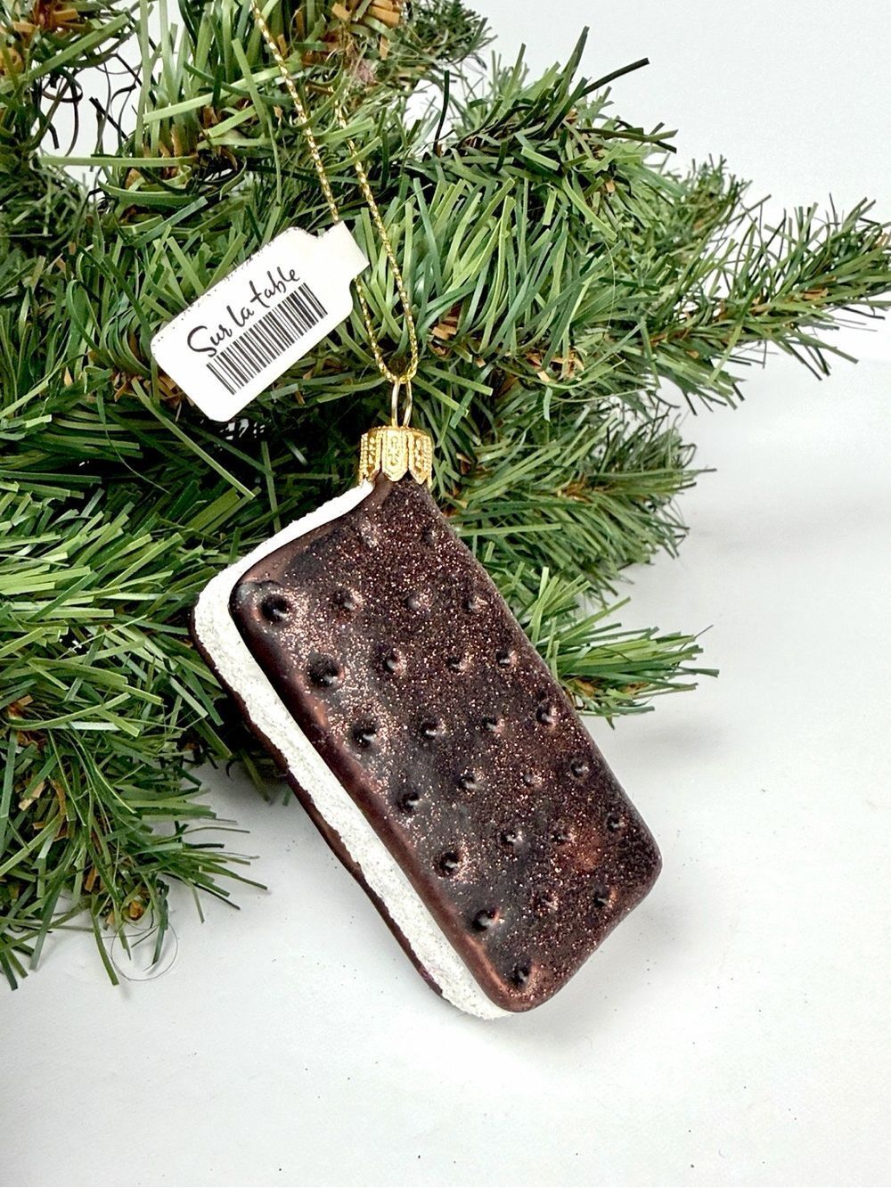 NWT Glass Christmas Ornament Ice Cream Sandwich Made in Poland for Sur La Table